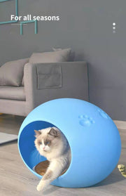 YES4PETS Medium Cave Cat Kitten Box Igloo Cat Bed House Dog Puppy House-Blue V278-BP228-CAT-NEST-BLUE