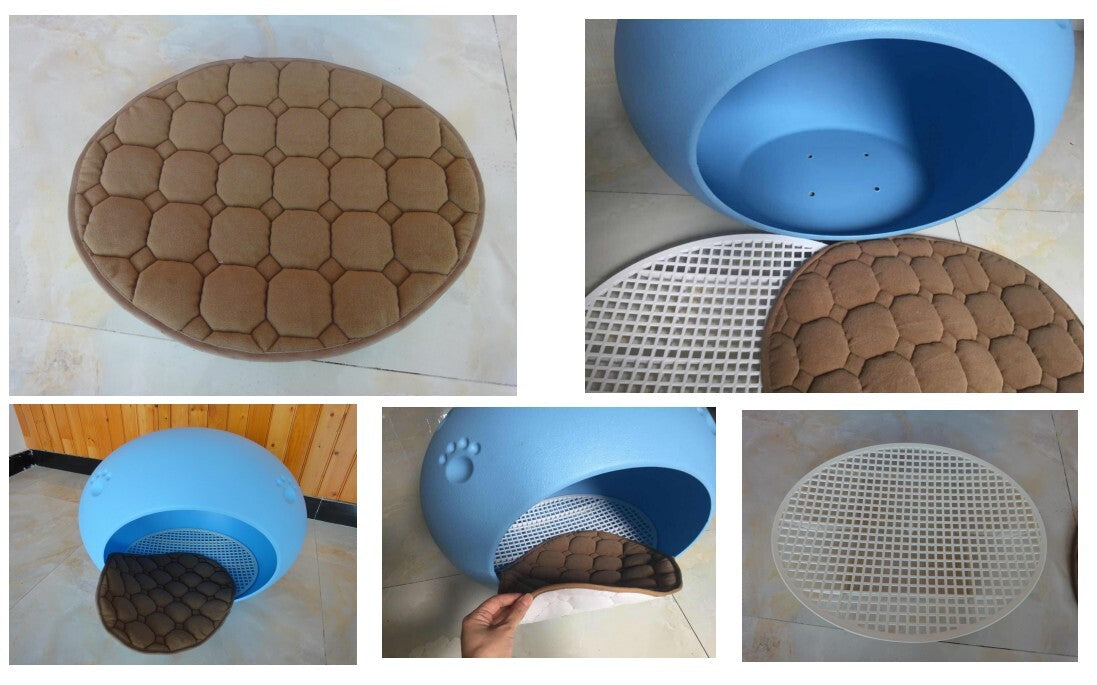 YES4PETS Medium Cave Cat Kitten Box Igloo Cat Bed House Dog Puppy House-Blue V278-BP228-CAT-NEST-BLUE