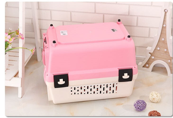 YES4PETS Medium Portable Plastic Dog Cat Pet Pets Carrier Travel Cage With Tray-Pink V278-BP274-CARRIER-M-PINK