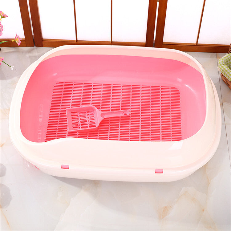 YES4PETS Large Portable Cat Toilet Litter Box Tray with Scoop and Grid Tray-Pink V278-BP290-LITTER-TRAY-PINK