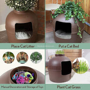 YES4PETS Multifunctional Cat Litter Box Pet Cat House Semi-Enclosed Brown V278-BP292-CAT-HOUSE-BROWN