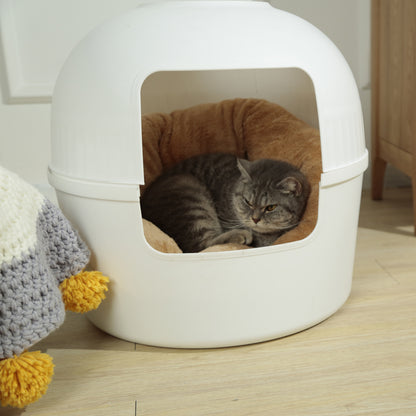 YES4PETS Multifunctional Cat Litter Box Pet Cat House Semi-Enclosed White V278-BP292-CAT-HOUSE-WHITE