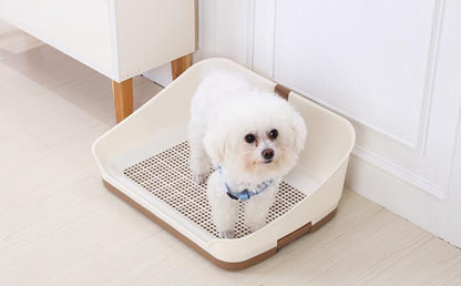 YES4PETS Medium Portable Dog Rabbit Potty Training Tray Pet Puppy Toilet Trays Loo Pad Mat With Wall Brown V278-BP301-PET-POTTY-BROWN