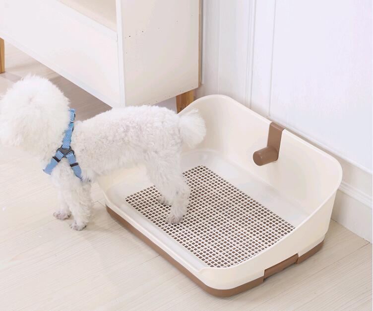 YES4PETS Medium Portable Dog Rabbit Potty Training Tray Pet Puppy Toilet Trays Loo Pad Mat With Wall Brown V278-BP301-PET-POTTY-BROWN