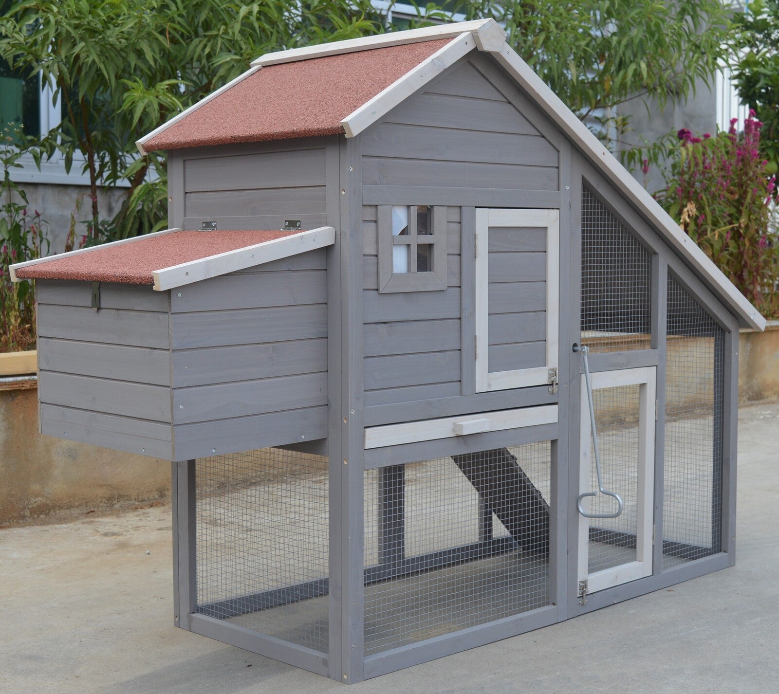 YES4PETS Grey Large Chicken Coop Rabbit Hutch Ferret Guinea Pig Cage Hen Chook Cat Kitten House V278-CC215