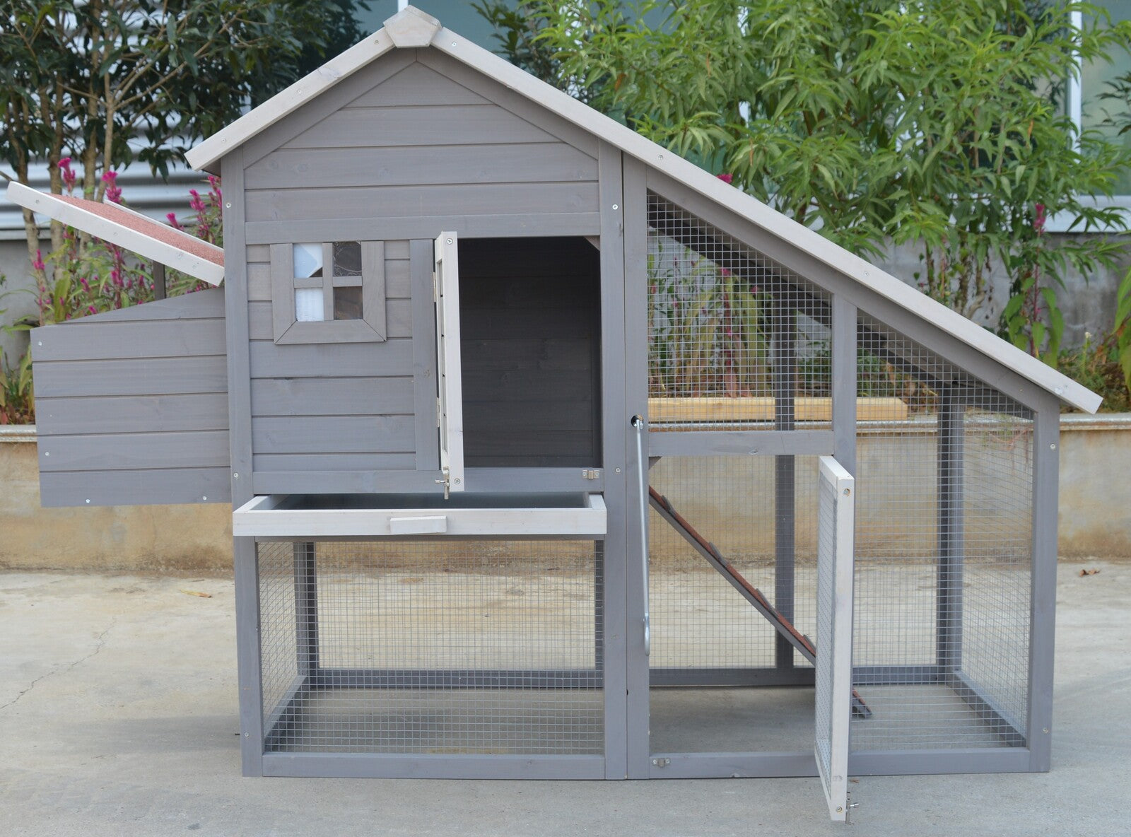 YES4PETS Grey Large Chicken Coop Rabbit Hutch Ferret Guinea Pig Cage Hen Chook Cat Kitten House V278-CC215