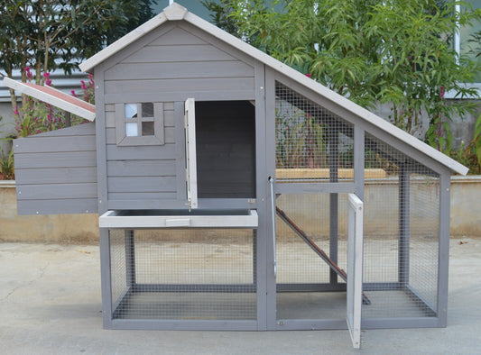 YES4PETS Grey Large Chicken Coop Rabbit Hutch Ferret Guinea Pig Cage Hen Chook Cat Kitten House V278-CC215