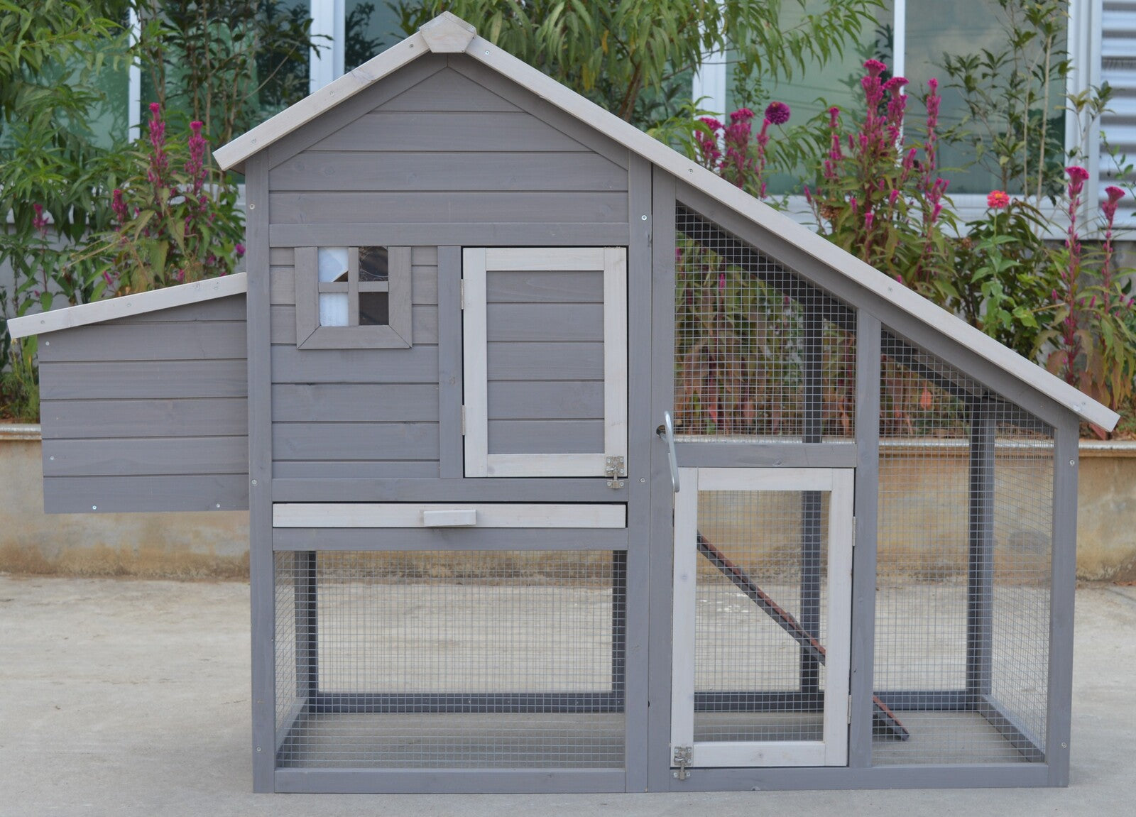 YES4PETS Grey Large Chicken Coop Rabbit Hutch Ferret Guinea Pig Cage Hen Chook Cat Kitten House V278-CC215