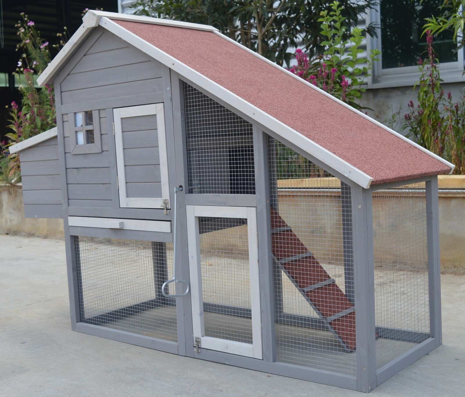 YES4PETS Grey Large Chicken Coop Rabbit Hutch Ferret Guinea Pig Cage Hen Chook Cat Kitten House V278-CC215