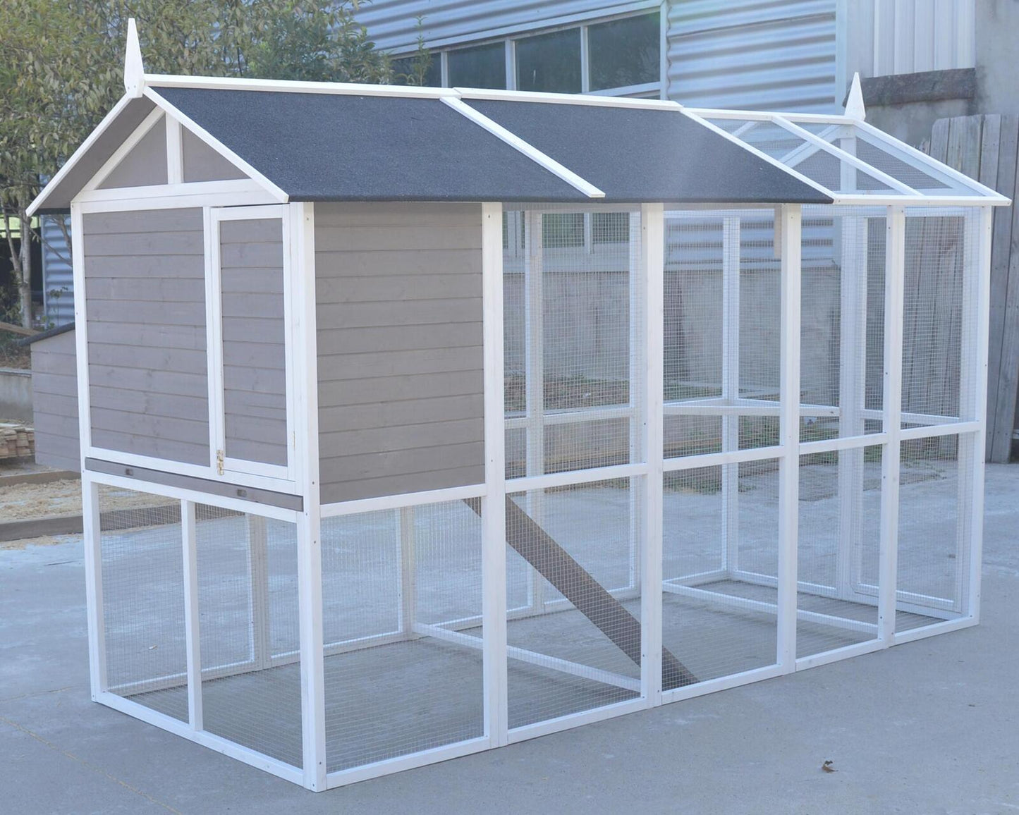 YES4PETS Grey XXL Chicken Coop Rabbit Guinea Pig Hutch Ferret Hen Cat Bird House V278-CC336-416-W-336-RUN417