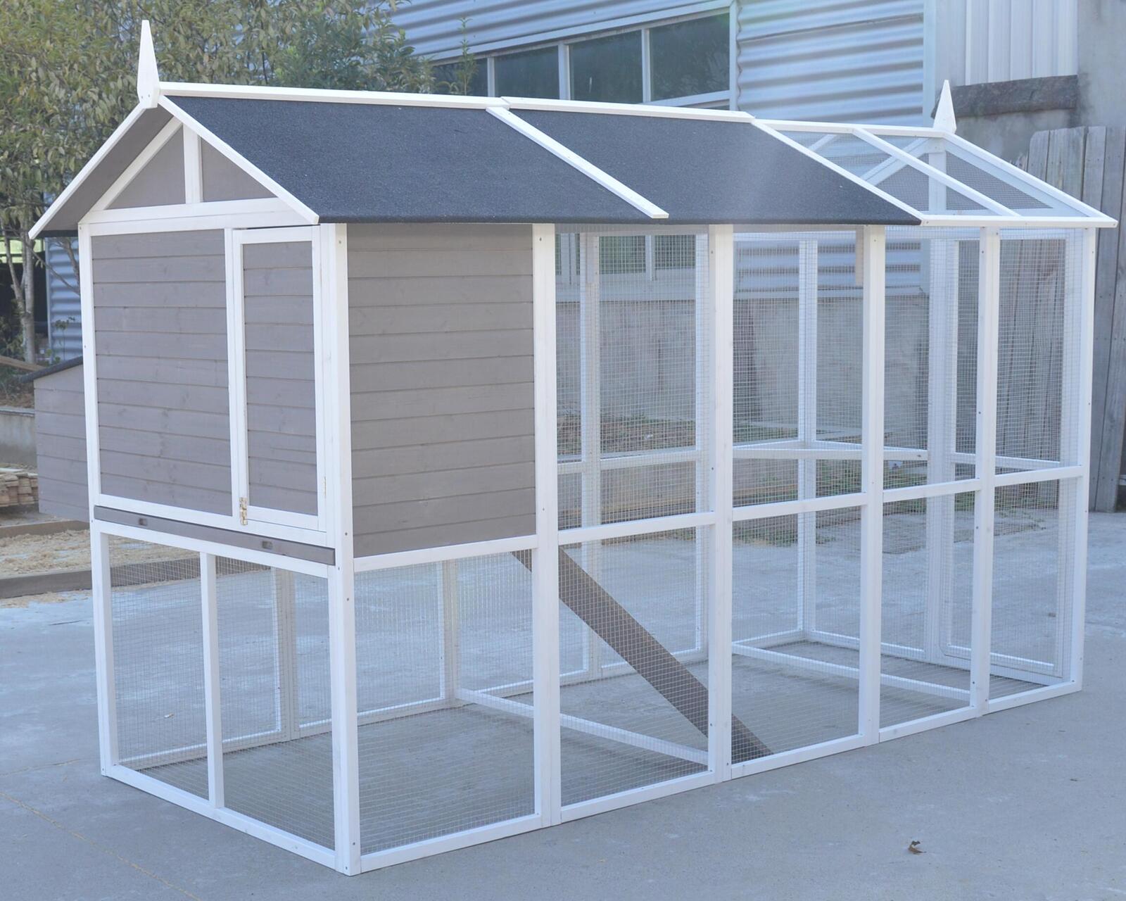 YES4PETS Grey XXL Chicken Coop Rabbit Guinea Pig Hutch Ferret Hen Cat Bird House V278-CC336-416-W-336-RUN417