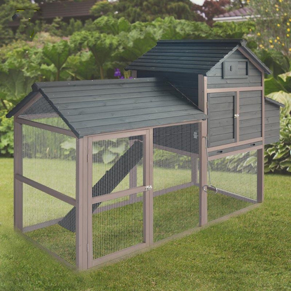 YES4PETS Grey XL Chicken Coop Rabbit Guinea Pig Hutch Ferret Guinea Pig House V278-CC389