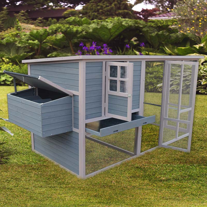 YES4PETS 290 cm XXL Grey Chicken Coop Guinea Pig Rabbit Hutch Ferret Guinea Pig House V278-CC394