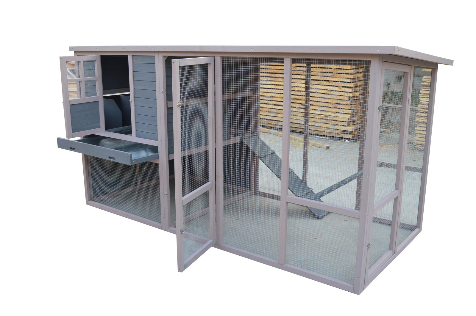 YES4PETS 290 cm XXL Grey Chicken Coop Guinea Pig Rabbit Hutch Ferret Guinea Pig House V278-CC394