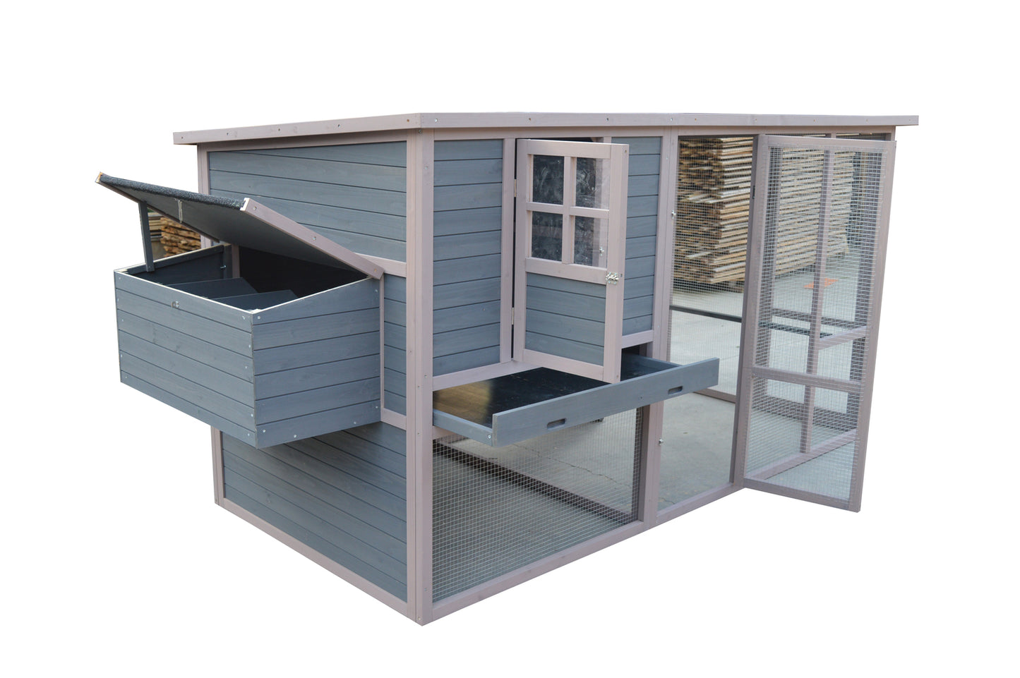 YES4PETS 290 cm XXL Grey Chicken Coop Guinea Pig Rabbit Hutch Ferret Guinea Pig House V278-CC394