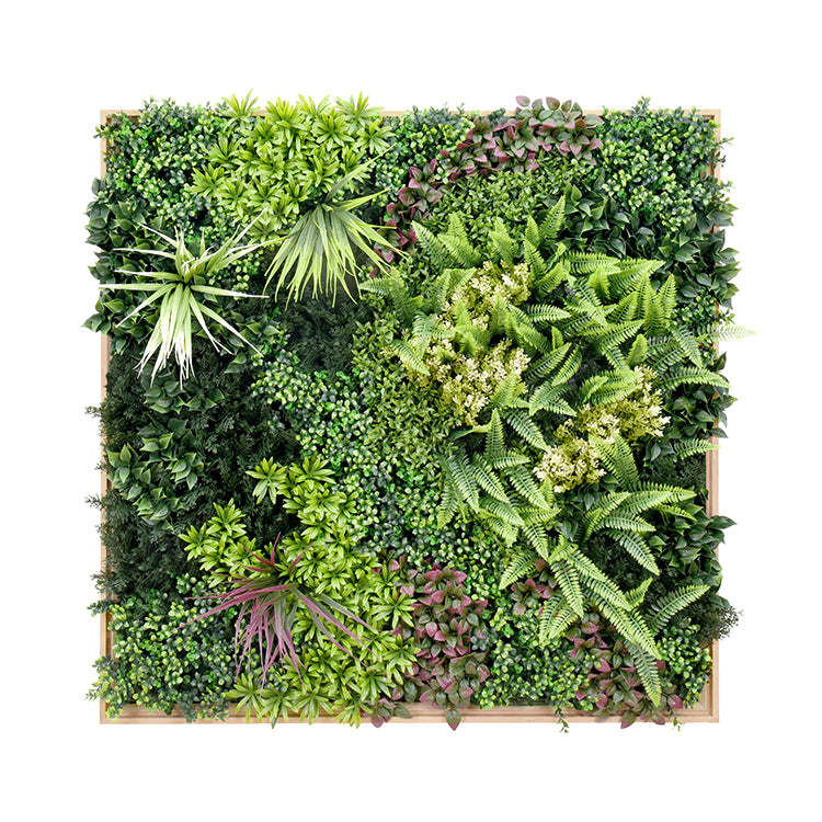 YES4HOMES 3D 1Mx1M Green Artificial Plants Wall Panel Flower Wall With Frame Vertical Garden UV Resistant V278-CCGK001BV014-HERA