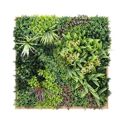 YES4HOMES 3D 1Mx1M Green Artificial Plants Wall Panel Flower Wall With Frame Vertical Garden UV Resistant V278-CCGK001BV014-HERA