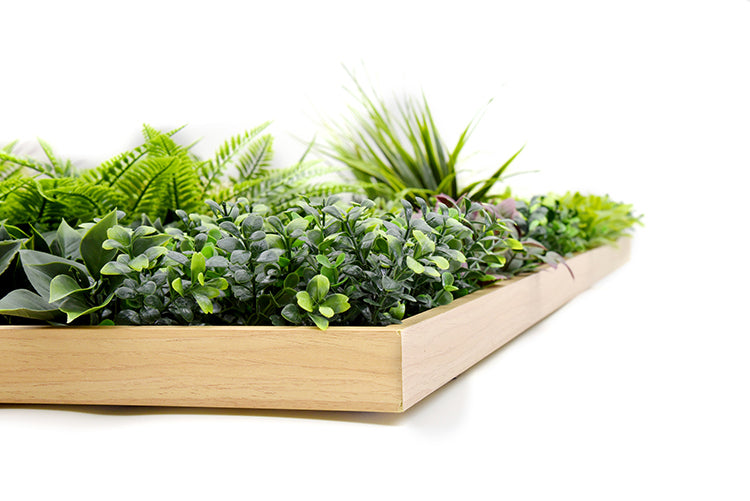 YES4HOMES 3D 1Mx1M Green Artificial Plants Wall Panel Flower Wall With Frame Vertical Garden UV Resistant V278-CCGK001BV014-HERA