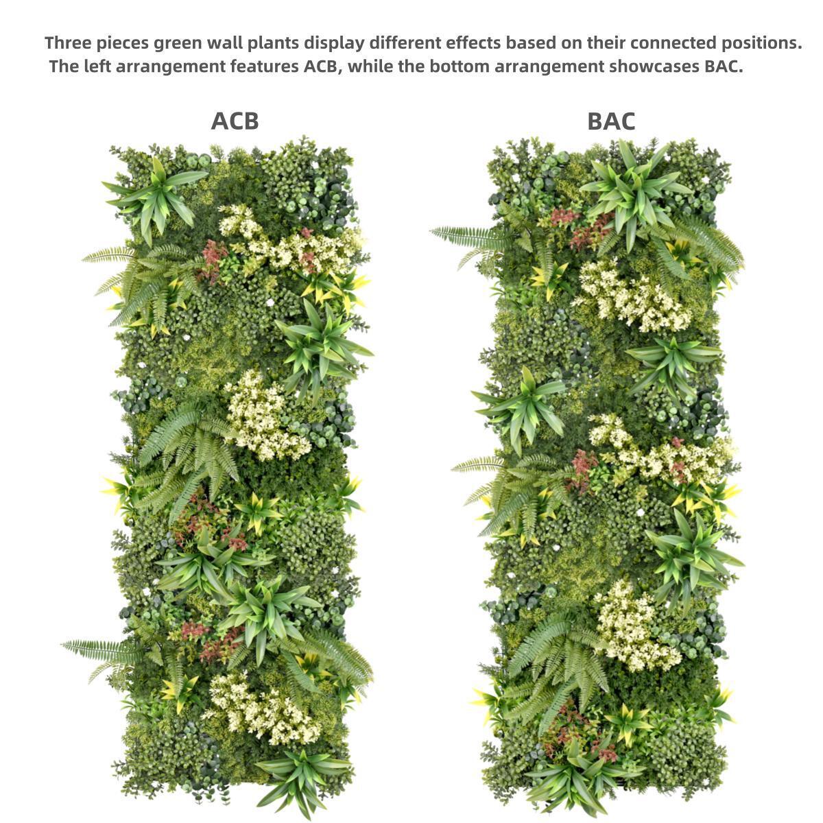 YES4HOMES 3 Artificial Plant Wall Grass Panels Vertical Garden Foliage Tile Fence 50X50 CM V278-CCGK004-ABC-RHEA