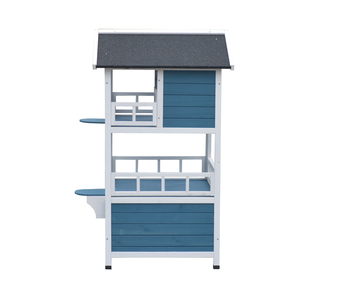 YES4PETS Double Story Cat Shelter Condo with Escape Door Rainproof Kitty House V278-CH425-PS7436