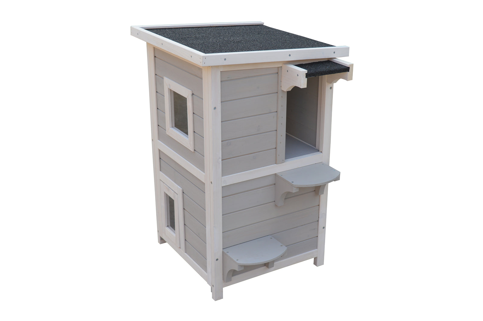 YES4PETS 2 Story Cat Shelter Condo with Escape Door Rainproof Kitty House V278-CH427-PS7439