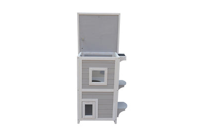 YES4PETS 2 Story Cat Shelter Condo with Escape Door Rainproof Kitty House V278-CH427-PS7439