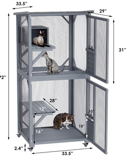 YES4PETS 173cm Pet Cat Bird Shelter Condo with Escape Door Wooden Kitten Cage House V278-CH449