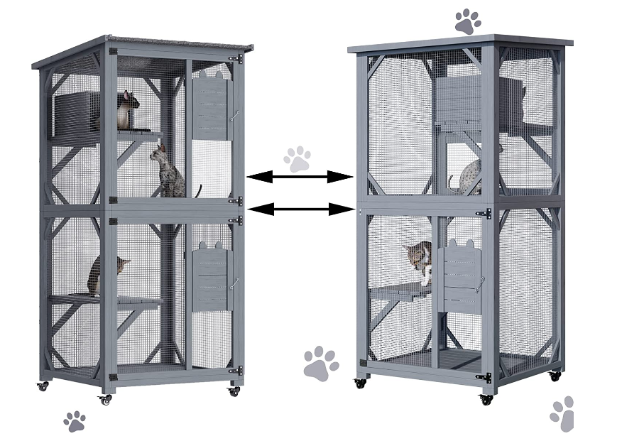 YES4PETS 173cm Pet Cat Bird Shelter Condo with Escape Door Wooden Kitten Cage House V278-CH449