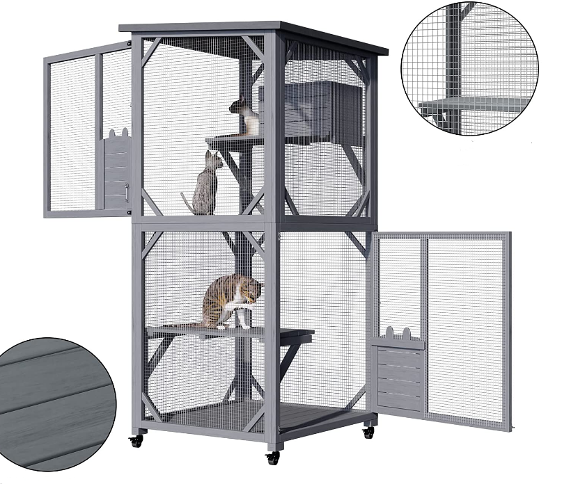 YES4PETS 173cm Pet Cat Bird Shelter Condo with Escape Door Wooden Kitten Cage House V278-CH449