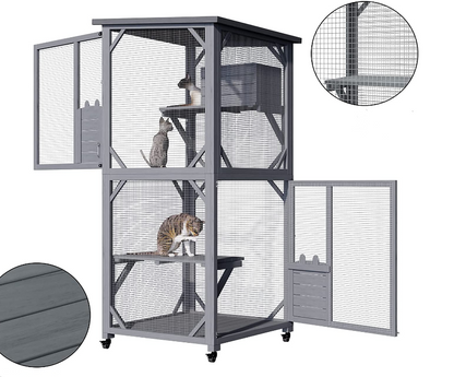 YES4PETS 173cm Pet Cat Bird Shelter Condo with Escape Door Wooden Kitten Cage House V278-CH449