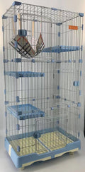146 cm Blue Pet 4 Level Cat Cage House With Litter Tray & Wheel 72x47x146 cm V278-CSN-1-3-M-3-BLUE