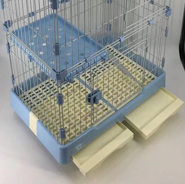146 cm Blue Pet 4 Level Cat Cage House With Litter Tray & Wheel 72x47x146 cm V278-CSN-1-3-M-3-BLUE