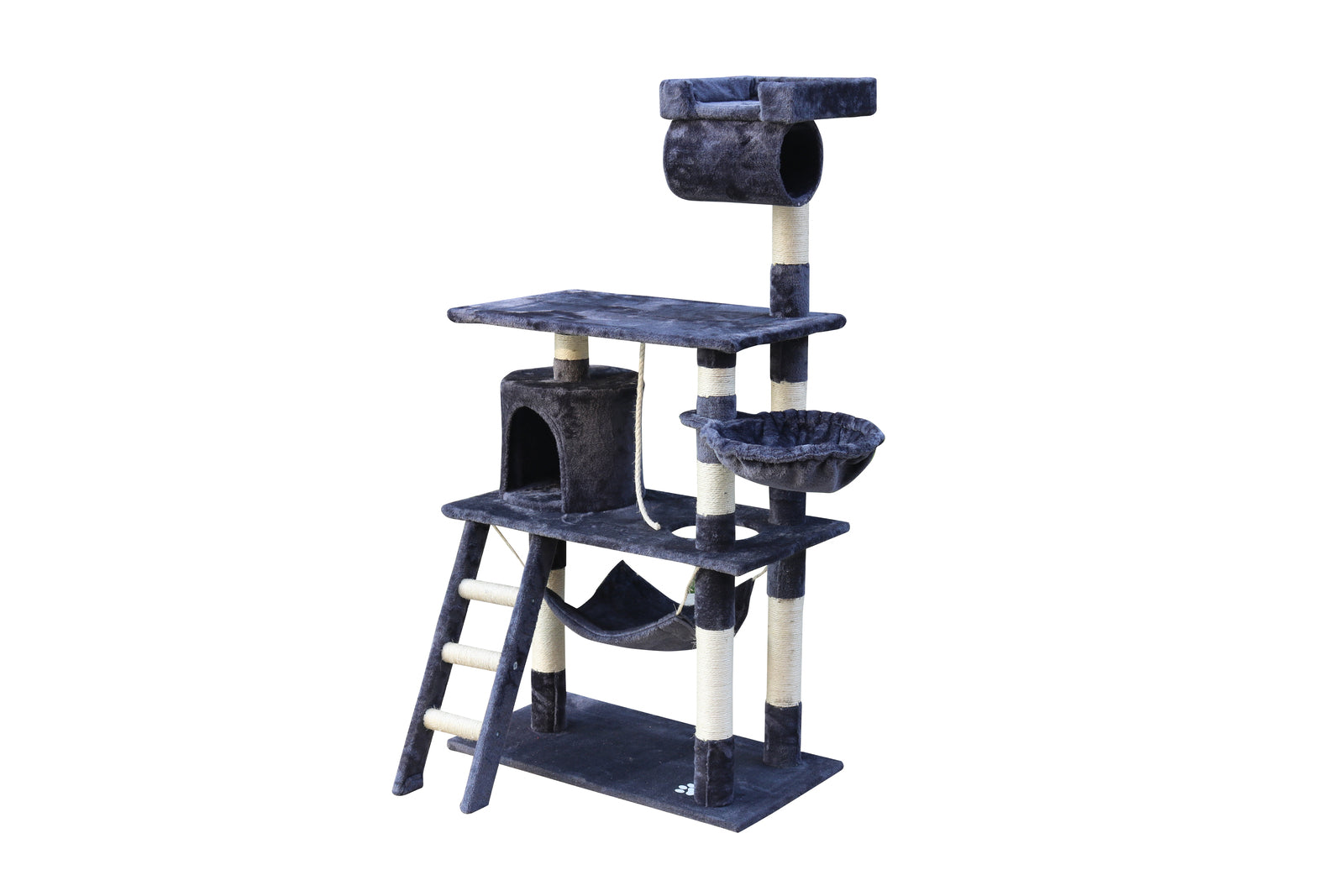 YES4PETS 140 cm Cat Scratching Post Tree W ladder & Hammock Grey V278-CT140-GREY