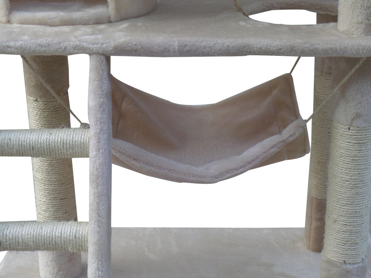 YES4PETS 140 cm Cat Scratching Post Tree W ladder & Hammock-Beige V278-CT140_BEIGE