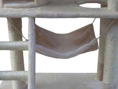 YES4PETS 140 cm Cat Scratching Post Tree W ladder & Hammock-Beige V278-CT140_BEIGE