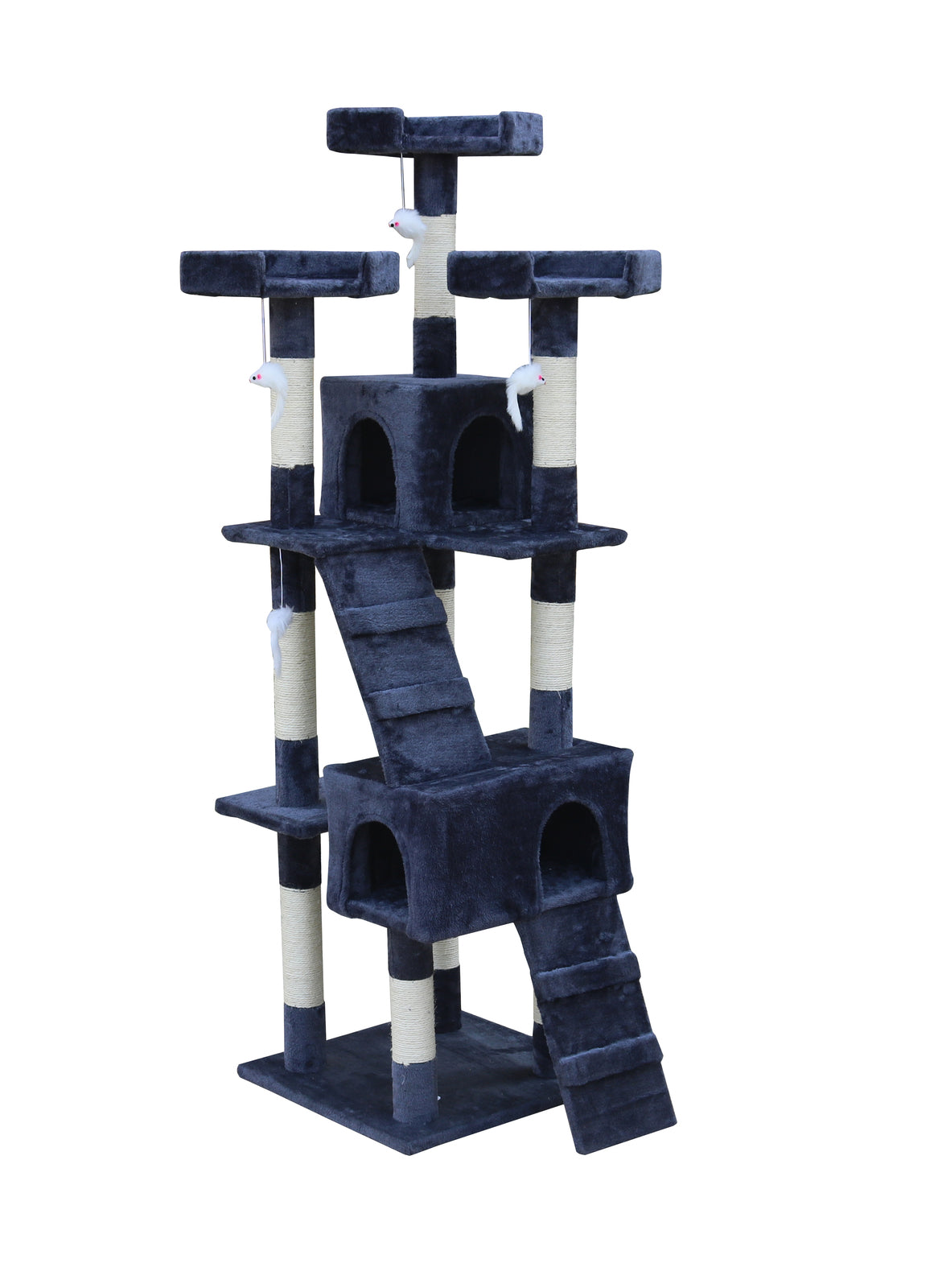 YES4PETS 170cm Cat Scratching Post Tree Post House Tower with Ladder Furniture Grey V278-CT170-GREY