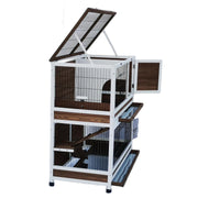 YES4PETS 118 cm XL Double Storey Rabbit Hutch Guinea Pig Cat Cage , Ferret cage Cat W Pull Out Tray V278-D-1075-PET-CAGE