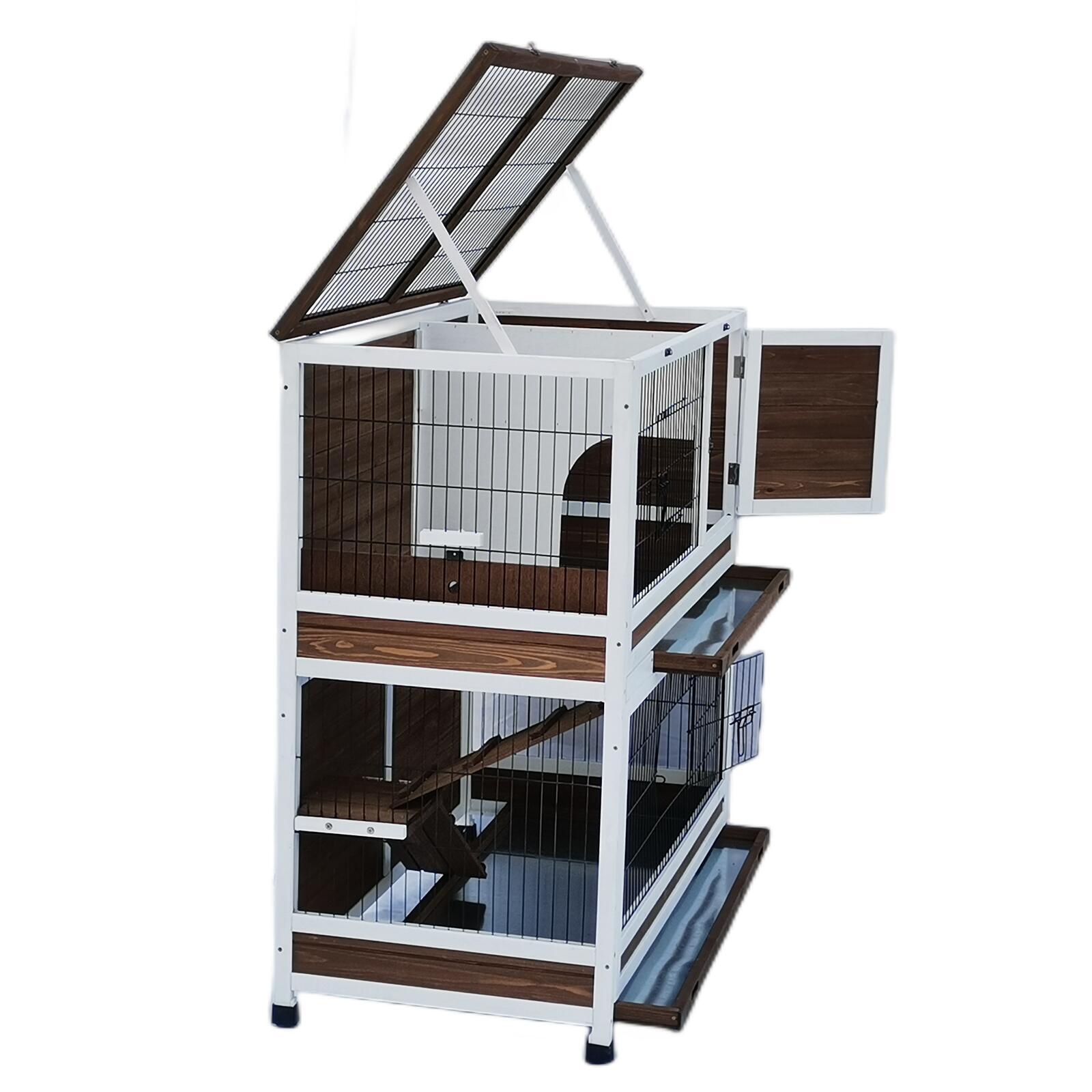 YES4PETS 118 cm XL Double Storey Rabbit Hutch Guinea Pig Cat Cage , Ferret cage Cat W Pull Out Tray V278-D-1075-PET-CAGE