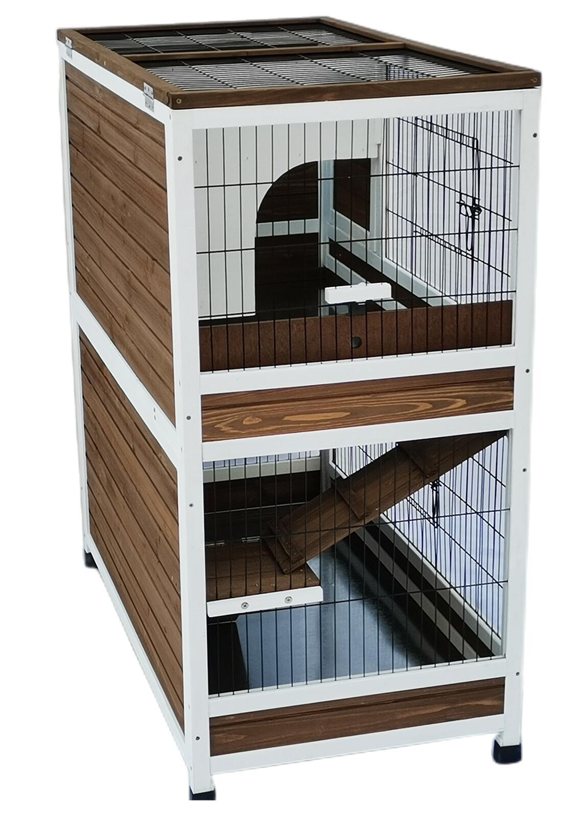 YES4PETS 118 cm XL Double Storey Rabbit Hutch Guinea Pig Cat Cage , Ferret cage Cat W Pull Out Tray V278-D-1075-PET-CAGE