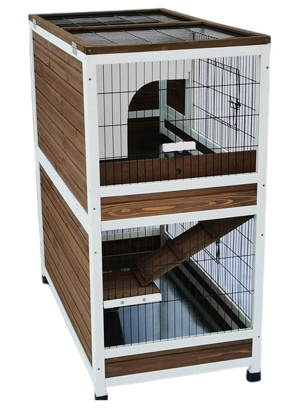 YES4PETS 118 cm XL Double Storey Rabbit Hutch Guinea Pig Cat Cage , Ferret cage Cat W Pull Out Tray V278-D-1075-PET-CAGE