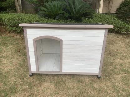 YES4PETS L Timber Pet Dog Kennel House Puppy Wooden Timber Cabin With Stripe White V278-DK-10466-WHITE