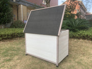 YES4PETS L Timber Pet Dog Kennel House Puppy Wooden Timber Cabin With Stripe White V278-DK-10466-WHITE