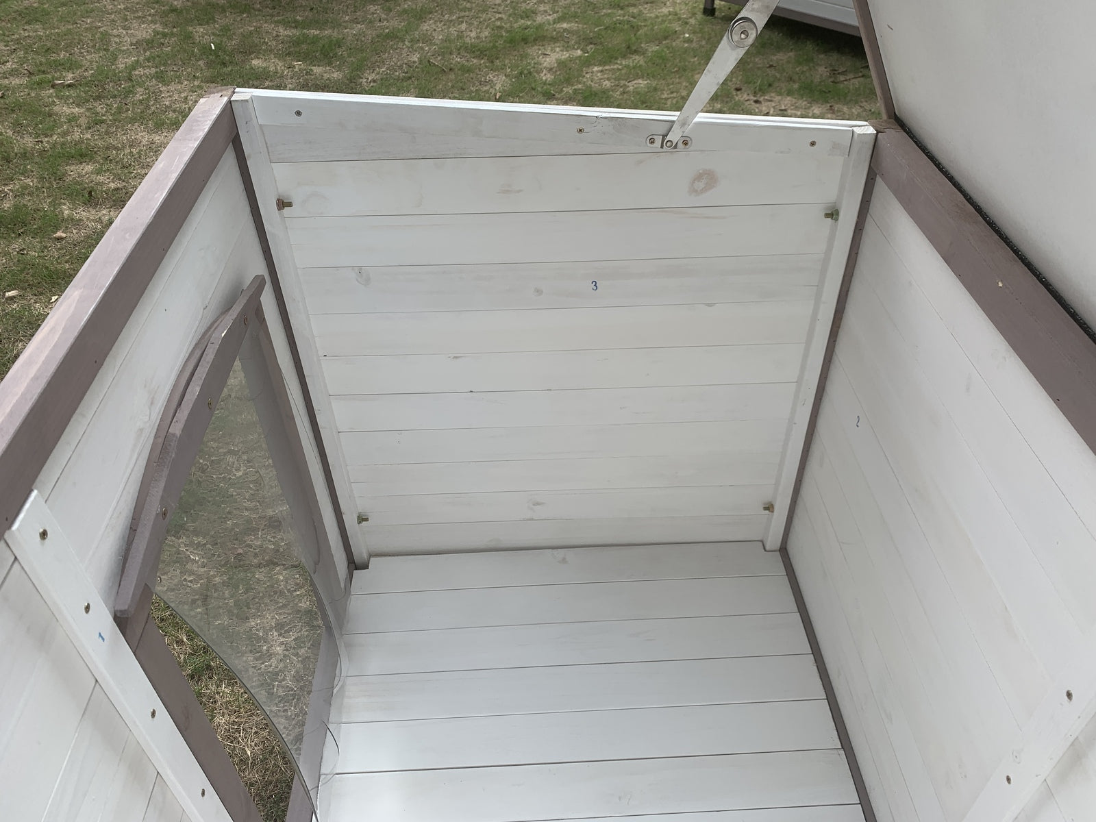 YES4PETS L Timber Pet Dog Kennel House Puppy Wooden Timber Cabin With Stripe White V278-DK-10466-WHITE