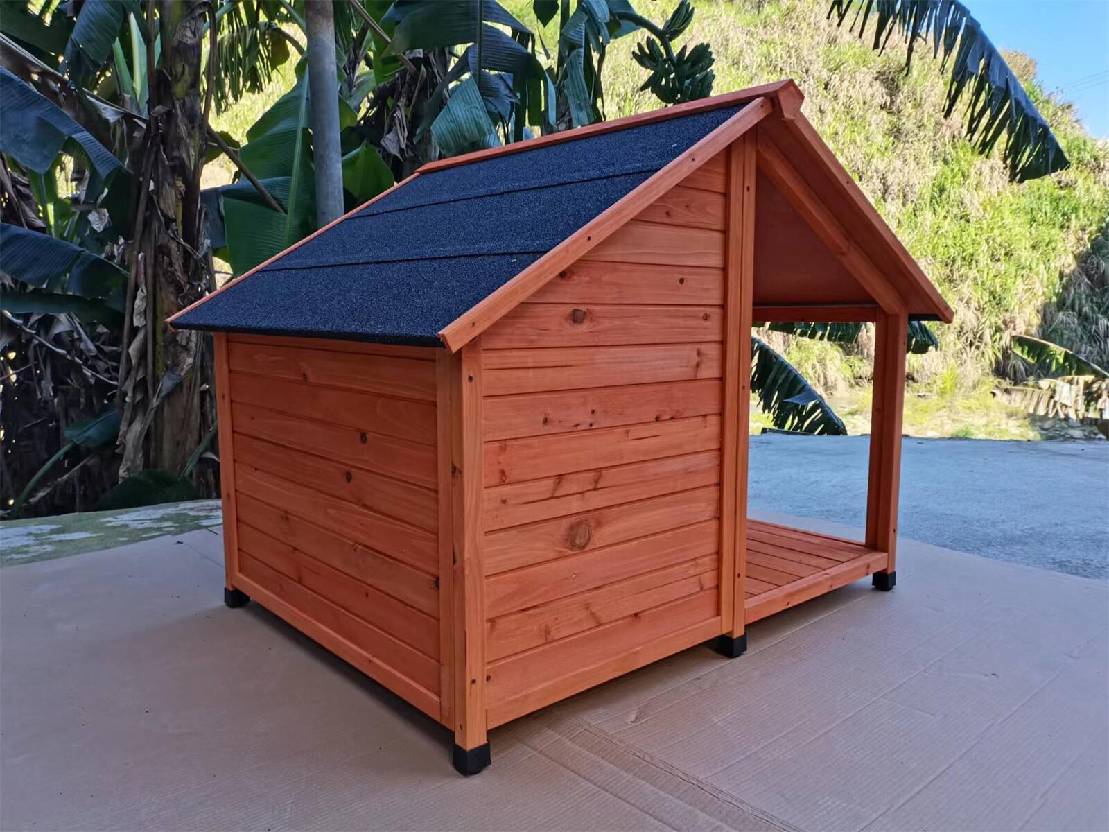 YES4PETS L Timber Pet Dog Kennel House Puppy Wooden Timber Cabin 130x105x100cm Brown V278-DK130-BROWN