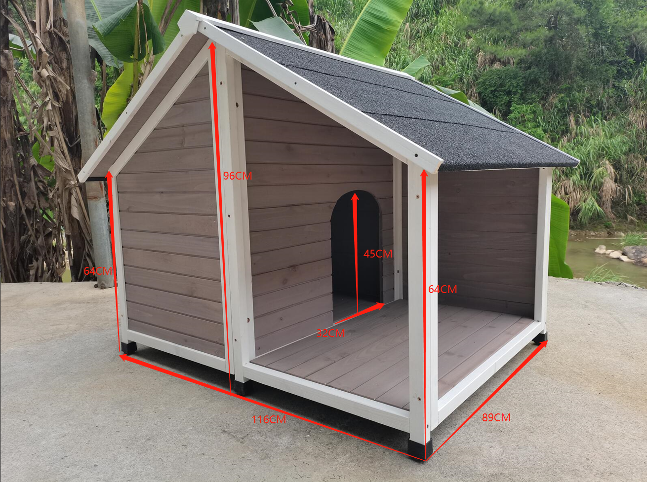 YES4PETS L Timber Pet Dog Kennel House Puppy Wooden Timber Cabin 130x105x100cm Grey V278-DK130-GREY