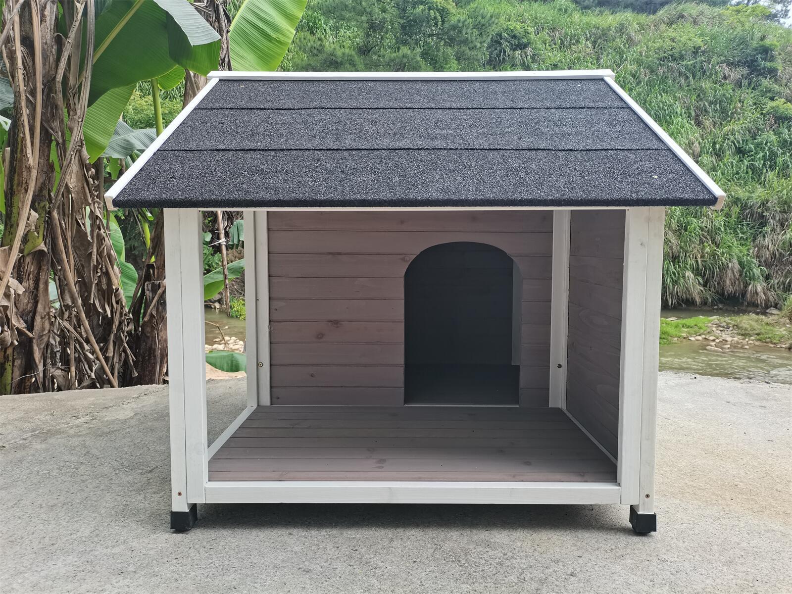 YES4PETS L Timber Pet Dog Kennel House Puppy Wooden Timber Cabin 130x105x100cm Grey V278-DK130-GREY