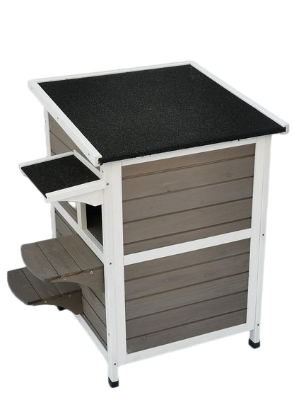 YES4PETS 2 Story Cat Shelter Condo with Escape Door Rainproof Kitty House V278-DOUBLE-74-CAT-HOUSE