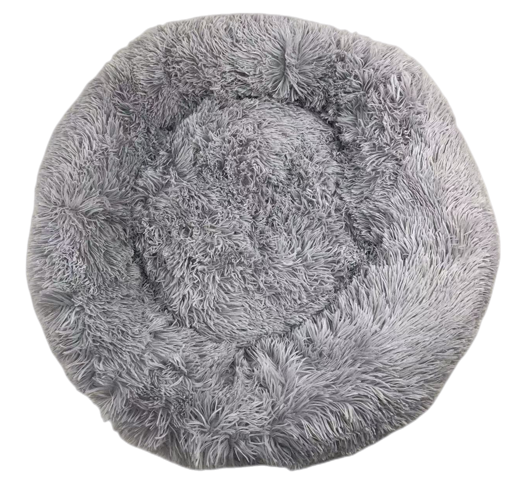 YES4PETS Medium Round Calming Plush Cat Dog Bed Comfy Puppy Fluffy Bedding Little Grey V278-DSLB3-M-LIGHT-GREY