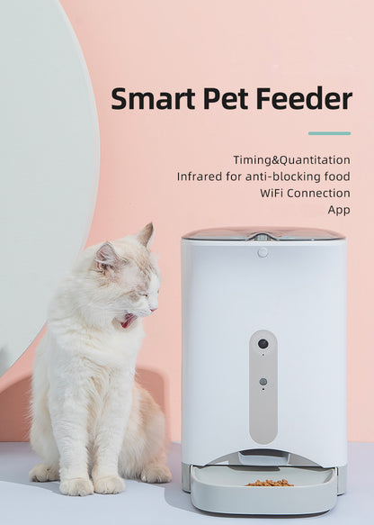 Smart Automatic Pet Dog Cat Rabbit Feeder Smartphone Camera APP for iPhone Android V278-F1-C-PET-FOOD-FEEDER