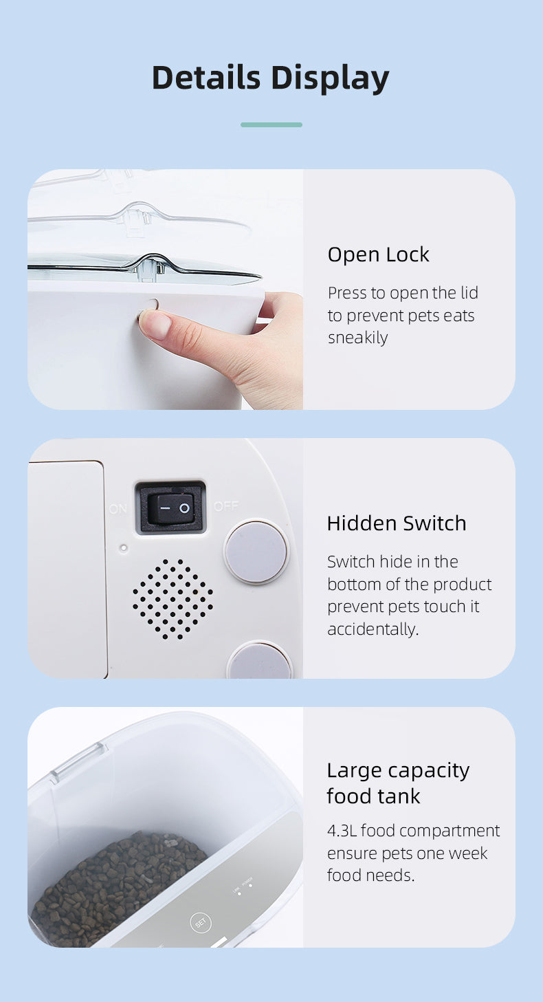 Smart Automatic Pet Dog Cat Rabbit Feeder Smartphone Camera APP for iPhone Android V278-F1-C-PET-FOOD-FEEDER
